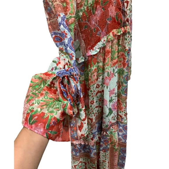 Zara Swiss Dot Patch Work Ruffled Midi Dress Size S #1211 - Picture 4 of 4